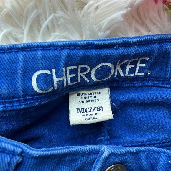 Cherokee Blue Jean Shorts & Floral Ruffled Tank Top Bundle Set Boho Tropical 7/8 - Picture 7 of 7